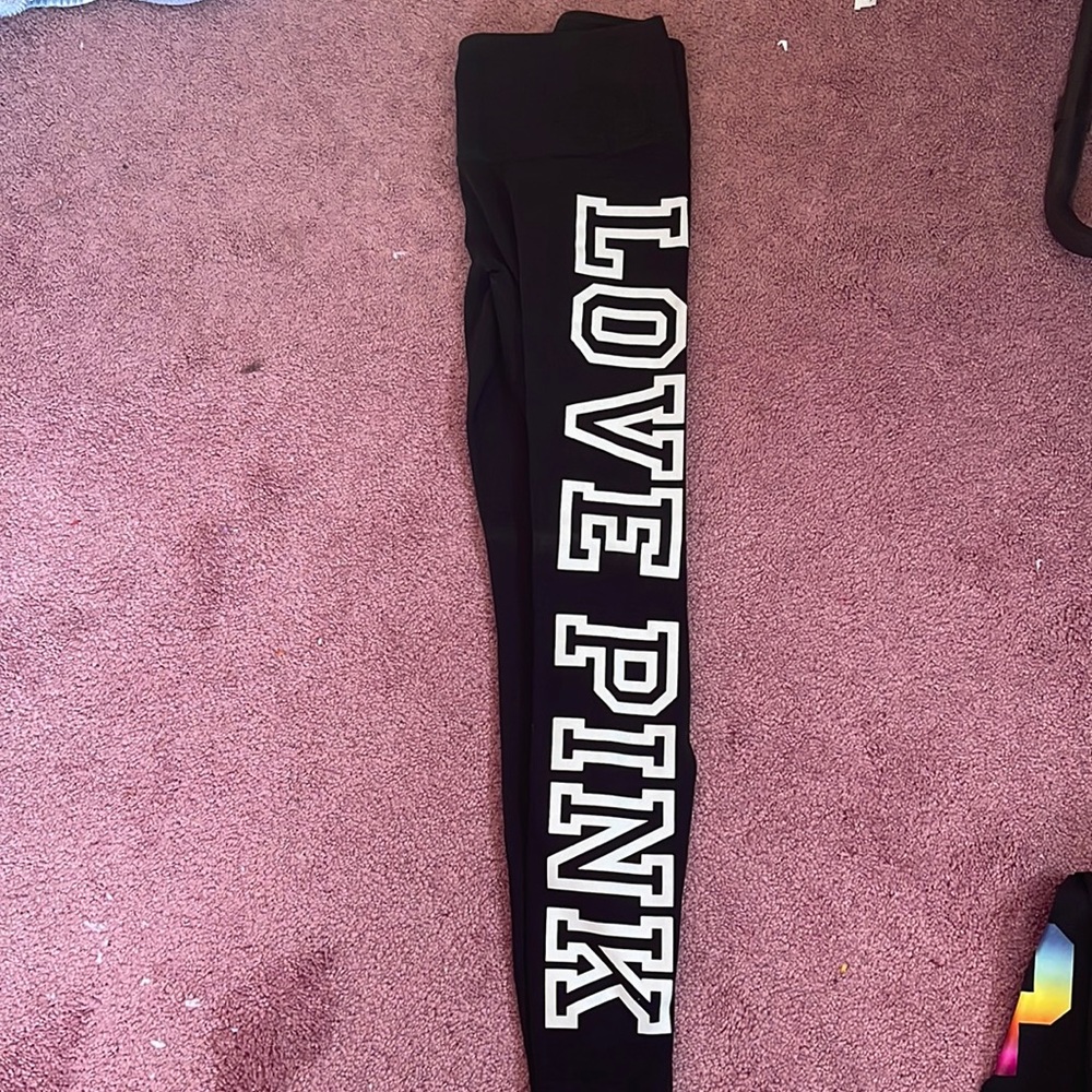 Pink black yoga leggings